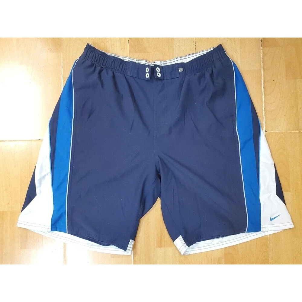 Nike Swim Trunks Men's XL Blue Lined Waist Mesh Lined Shorts